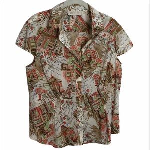 Vintage Anthro-ish feel French motif blouse